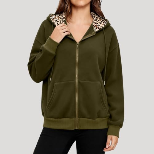 Leopard Jacket for Women Fleece Hooded Zip Up Sweatshirt Women with Pockets - image 4