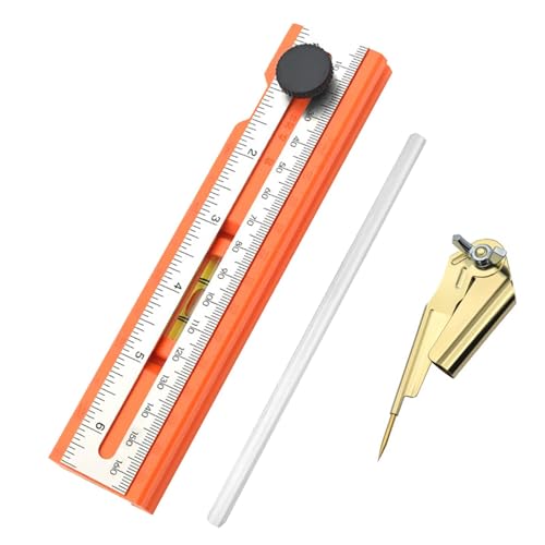 Besga 木工用マーキング定規 多機能ポータブル位置決め定規 スケール付き 製図用大工用, 1 Ruler w 1 Compass