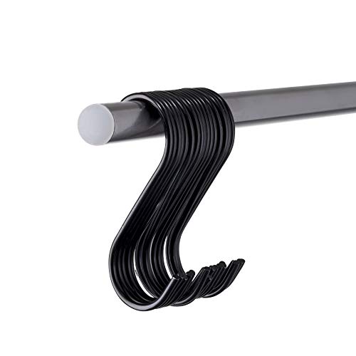 Premium Steel S-Hook, 3.5 Inch, Black, Utility Hooks for Hanging Pots, Pans, Mugs, Clothing, Tools, Planters, Flower Baskets, Wind Chimes, Bird Feeders and More!
