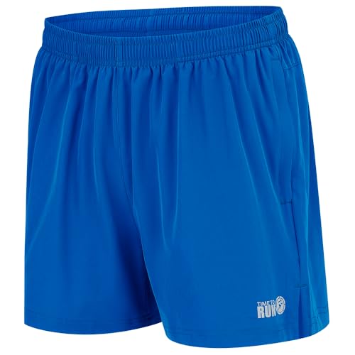 Time To Run Men's Pace Running/Gym/Training/Workout/Jogging Exercise Short With Quick Dry Inner Brief Lining And Two Zipped Side Phone Or Gel Pockets Medium Caspian Blue