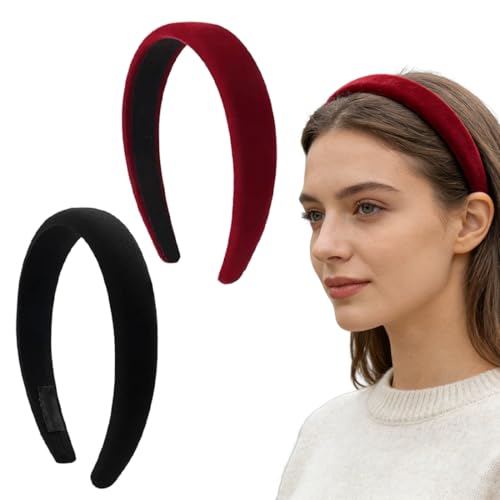 2 Pezzi Cerchietti per Capelli da Donna, Fascia per Capelli Imbottita in Velluto, Fascia per Capelli in Stile Retrò