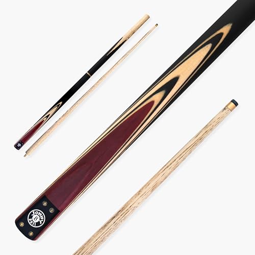 Jonny 8 Ball Traditional Range 57 Inch 3 Piece Centre Jointed Length Adjustable Snooker Pool Cue 9mm Tip - Shorten to 44 Inch (Redwood Half Moon)