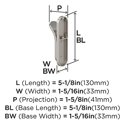 Image of Amerock Unison Single Prong Polished Nickel Wall-Mounted Hook | Decorative wall hook in durable zinc construction for coats, hats, bags, towels, and everyday organization