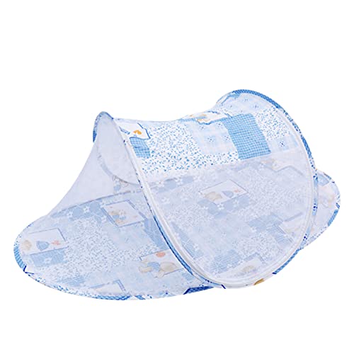 Folding Baby Crib Net, Zipper Closure Breathable Mesh Baby Crib Net Tent for Comfortable Sleeping for Home Use (Blue)