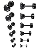 6Pairs Hypoallergenic Flat Back Earrings 316L Stainless Steel Studs for Sensitive Ears, 3-8mm Cubic Zirconia, Stylish Jewelry for Women Men B