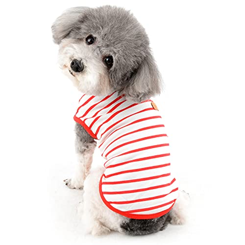 Ranphy Stripe Small Dog Shirt Cotton pet Clothes Puppy Sleeveless T-Shirt Doggie Cat Vest Knitted Soft Tank Top Breathable Tee Doggy Summer Apparel for Chihuahua Yorkshire Terrier Teddy