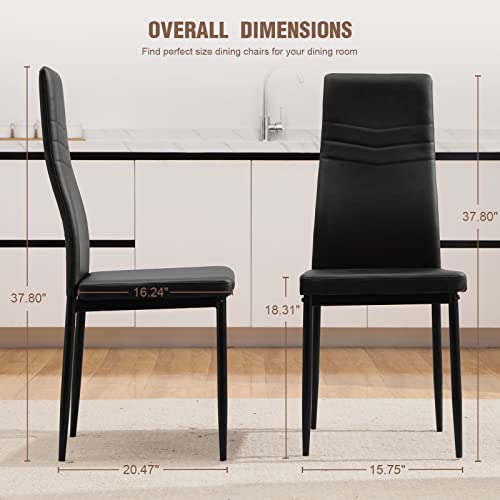 Dining Chairs Set of 4, Black Dining Chairs WISOICE PU Leather Di