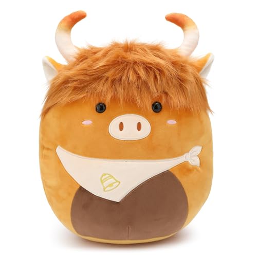 Yytoyshop Highland Cows Plush Pillow Adorable Cow Stuffed Animal Plushies Toys Soft Fluffy Cow Plush Pillow for Birthdays Day