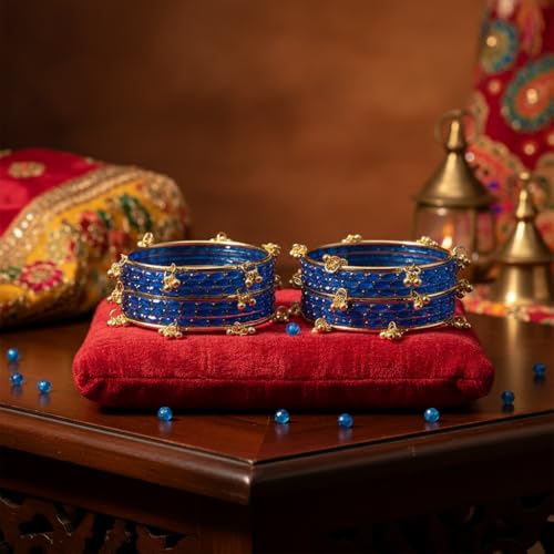 Image of Kashmiri Ghangharoo Glass Bangle| Light Weight Bangles | Traditional Transparent Fancy Glass Chudi Set for Wedding, Party|Set Of 16(12 Glass + 4 ghungroo bangles)