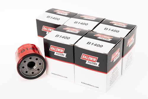 Baldwin B1400 Spin-On Lube Oil Filter – 6 Pack - M20 x 1.5 Thread - Replaces Fram PH6017A, PL14612, 15208-06F0E, FEY0-14-302, PF1237, 51365, XG6607 - Anti-Drainback Valve & 14 PSID By-Pass Valve