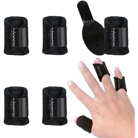 YHOUMEW Small Finger Splints Kids (5Pcs), Trigger Finger Splint Thumb Brace for Broken Fingers, Straightening, Arthritis, Sprain, Finger Protector Support for Thumb/Middle/Ring/Index/Pinky Finger Cover