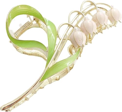 Pinza grande de metal con flor rosa para cabello miniatura 1