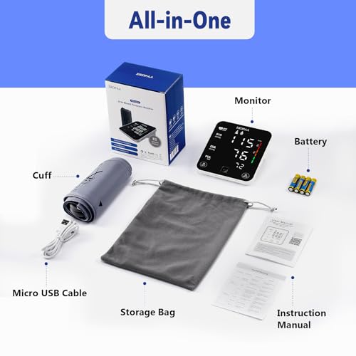 ERDPAA Blood Pressure Monitor, Smart Upper Arm Blood Pressure Monitor for Home Use with XL Pressure Bracelet, Digital Blood Pressure Monitor, Automatic Electric Blood Pressure Monitor with Gr Cuff