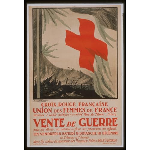 Impression sur toile ARTICULOZY motif vintage Croix Rouge premium