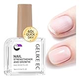Gelike EC Nail Strengthener and Hardener Polish: Milky Pink Fast Dry Nail Growth Treatment Ridge Filler for Peeling and Weak Nails Long Lasting High Shine Finish for Women Home DIY