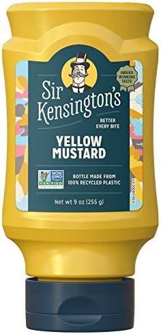 Sir Kensington's Mustard, Yellow, Gluten Free, Certified Vegan, Non- GMO Project Verified, From 100% Grade-A Mustard Seeds, Shelf-Stable, 9 oz