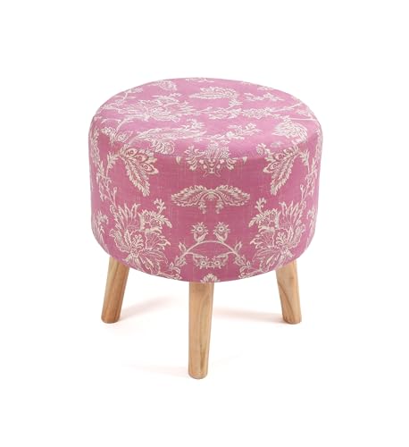 Image of NACIA Versatile Ottoman Stool with Storage - Stylish Pouffe for Footrest, Seating & Decor - Durable and Lightweight Design for Living Room & Bedroom, 18 Inch, Pink Dmsk