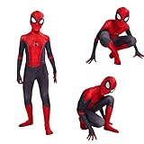 Spiderman Cosplay BodySuit Superhero loin de Home Costume Movie Queles ans Anniversaires Kids Jumpsuit Jumpsuit Enfants Performance Serrure Halloween Fête robe de fantaisie,Red- Kid XXL(145~155cm)