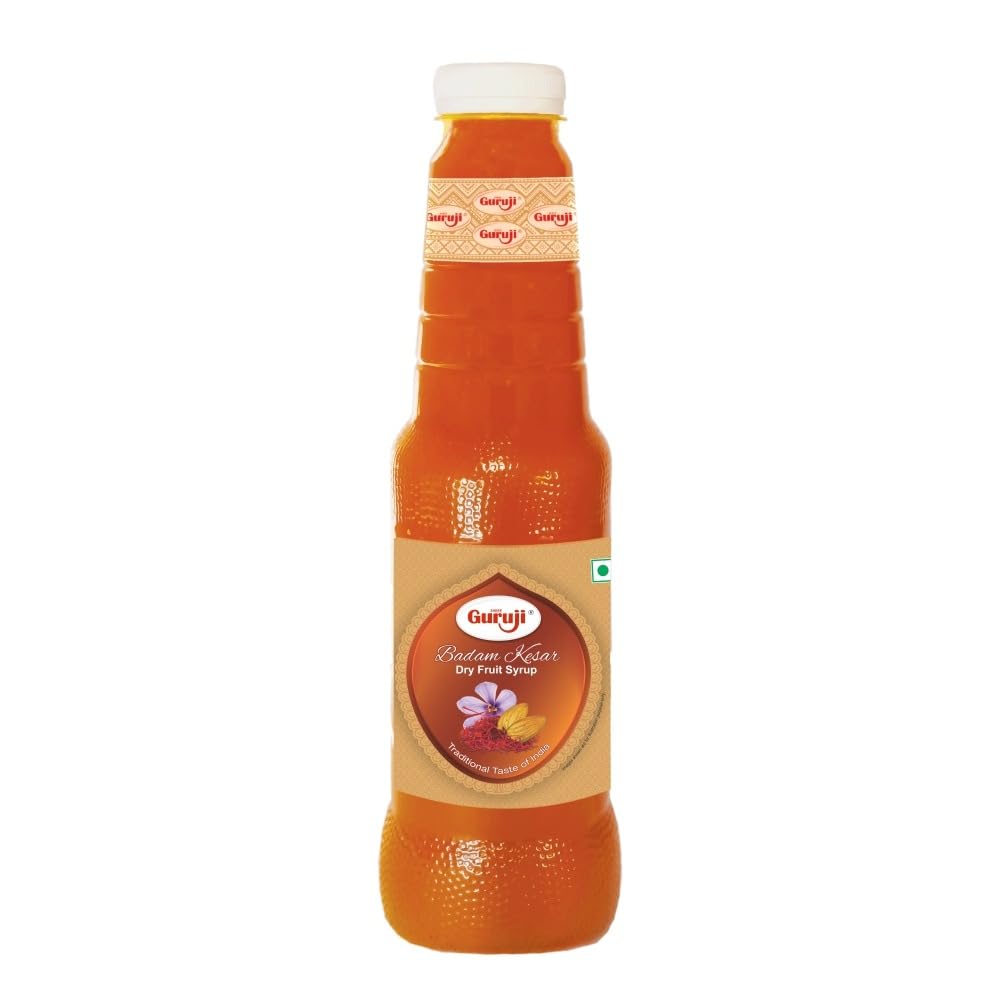 Shree Guruji Badam Sharbat Milk Beverage Refreshing Drink for Summer Dry Fruit Syrup Sharbat Instant Refreshing Drink (1 Litre)