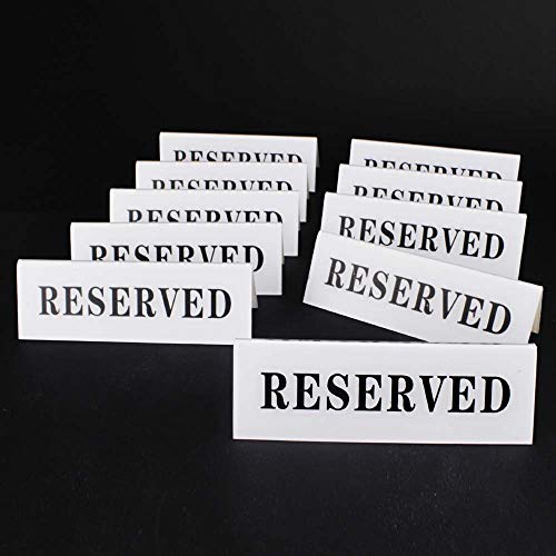 Airgoesin - Letrero con texto en inglés “reserved”, de acrílico, reservado, para mesa, letrero de doble cara, 12 cm x 4 cm, ideal para restaurante, hotel, cafetería, bar, 10 unidades Cover