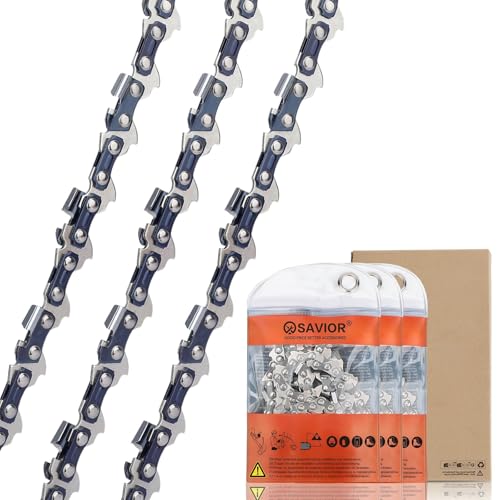 Savior Lot de 3 Chaîne de Tronçonneuses Faible Rebond 3/8'LP 1.1 mm 52 maillons 35 cm Compatible avec Makita DUC353, Bosch AKE 35S, Ein-hell, Husqvarna, Oregon et autres