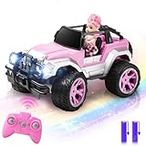Carox Remote Control Car for Girls, 160 mins Pink RC Car with Doll and Sticker, 1:16 Scale RC Convertible Truck with Rechargeable Batteries, Birthday for Ages 4-12 Years Girls