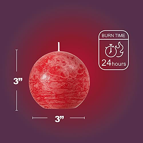 Spaas Rustic Red Round Candles - 3 Inch Red Ball Candles - Use As Decorative Candles For Weddings, Celebrations, Holiday, And Home Decor - Set Of 6 Red Sphere Candles #TOP2