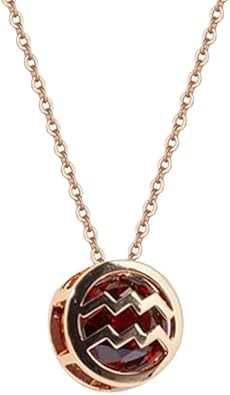 Twelve Horoscope Necklaces,Birthstone Necklace with Zodiac Sign,Horoscope Stone Necklace,Double-Sided Hollow Zirconia Pendant Necklaces, for Women Mother Gift
