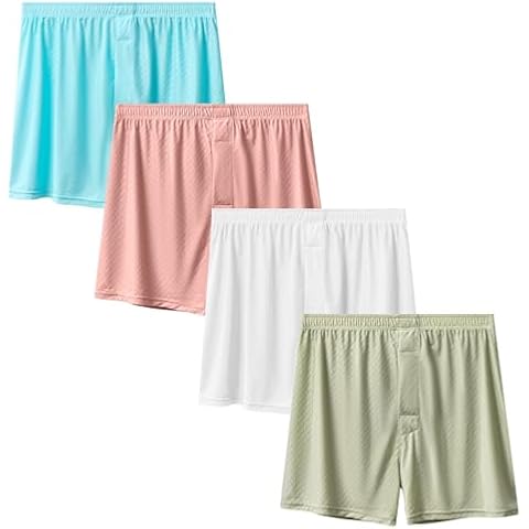 VISSAY Mens Satin Boxers Pack Silky Boxer Shorts for Men, Silk Feeling Men's Underwear with Button Fly Pajamas Sleep Shorts(m) Cover
