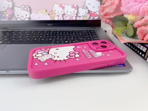 Image of COVERLY Kitty Pattern Back Case Cover for iPhone 12 Pro | Hot Teddy Bow Cute Design | Camera Lens Protection | Soft TPU Silicone Fashion Aesthetic Print Cover for Girls & Women (Rose Pink, Shockproof)