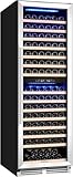 BODEGA Freestanding Wine Fridge Dual Temperature Zone,Wine Cooler for 174 Bottles, 24 Inch Large Wine Refrigerator with Temperature Memory Function,Quiet Operation.