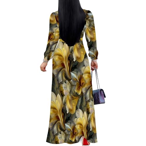 Image of PinkPatty Women's Long Sleeve Maxi Dress Plus Size Casual V Neck Wrap Dress with Pockets&Belt