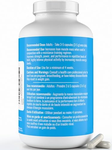 Creatine Capsules - 1000 mg (1 g) Creatine Monohydrate per Capsule, 300 Count (3-5 Daily) - Made in Canada - Muscle, Strength, Power, Performance Supplement - Third-Party Tested - Nutritionn - 5