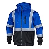 VENDACE High Visibility ANSI Class 1 Reflective Safety Fleece Sweatshirt Hoodie for Men with Detachable Hood(Royal blue,XL)