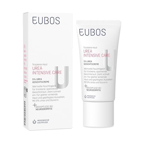 Crema facial EUBOS Urea 5% alivia la descamación y calma el picor de la piel seca