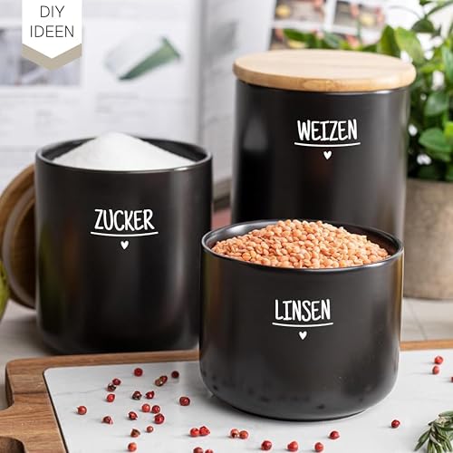 101 randlose Lebensmittel & Vorrats Rub On randlose Etiketten, vorgeschnitten, wasserfest – für Küche, Gewürze, Mehl, Zucker, Nüsse, Pasta & Aufbewahrungsgläser (weiß)