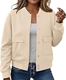 ETCYY NEW Bomber Jackets for Women 2025 Trendy Fall Winter Cropped Coats Button Down Casual Varsity Jacket with Pockets