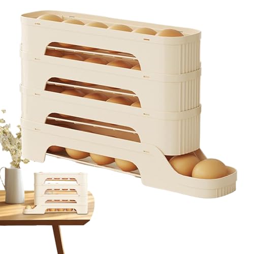 Soporte para huevos: dispensador automático de huevos rodante para refrigerador, soporte para, ahorra espacio para huevos para refrigerador, almacenamiento de huevos