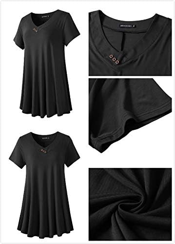 MONNURO Womens Plus Size Tops Short Sleeve Button Down Basic Tunics Summer Swing T Shirts Casual V Neck Blouses for Leggings - Image 6
