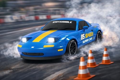 Image of ROYAL CELLAR RC Drift Car 1:24 Scale 4WD | 20KM /H High-Speed Remote Control Car with LED Lights | 2.4GHz Rechargeable Drift Racing Car with Extra Tires & Cones | Birthday Gift Boys & Girls (Red /Green)