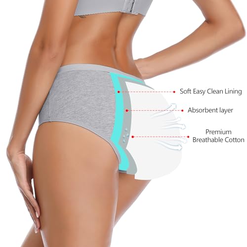 Jojoqueen Women'S Period Underwear,Mid Waist Solid Color Ladies Underwear Briefs Multipack Menstrual Panties For Women thumb #1
