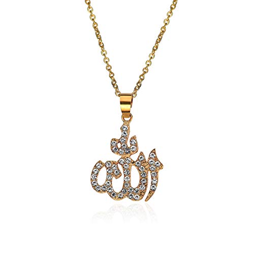 Shengerm Beautiful Women Necklace Islam Totem Allah Women's Gold Diamond Necklace Lady Necklace Pendant Jewelry Best Gift Shengerm Beautiful Women Necklace Islam Totem Allah Women's Gold Diamond Necklace Lady Necklace Pendant Jewelry Best Gift