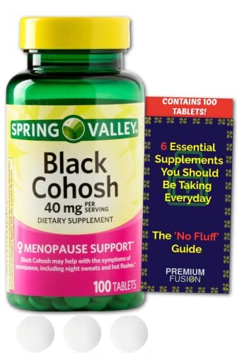Black Cohosh Menopause Support 40 Mg (100 Ct) From Spring Valley + Vitamin Pouch And Guide To Supplements #TOP3