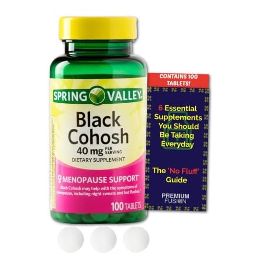Black Cohosh Menopause Support 40 mg (100 ct) from Spring Valley + Vitamin Pouch and Guide to Supplements