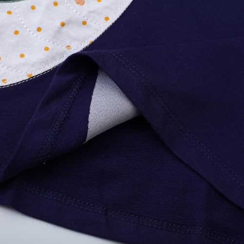 Image of Girls Cotton Long Sleeve Casual Cartoon Appliques Striped Jersey Dresses