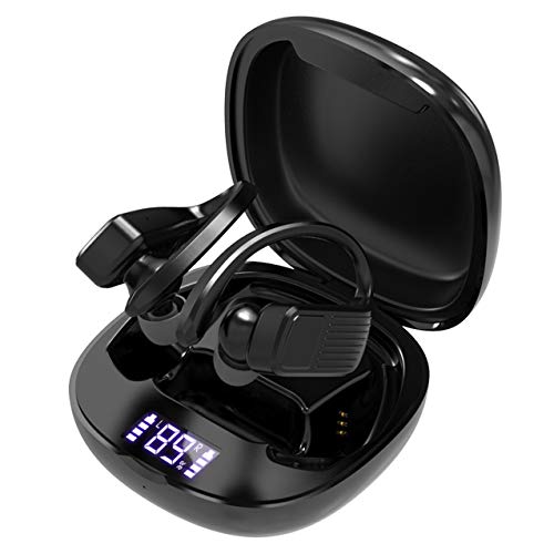 Alfheim Vrai Écouteurs sans-Fil - Bluetooth V5.0 Imperméable avec Suppression du Bruit - Son stéréo Basse Profonde HiFi 10m Gamme Sport - Microphone HD (Noir)