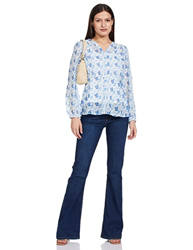 Image of Amazon Brand - Eden & Ivy Women's Georgette V-Neck Long Sleeve Regular Fit Shirt Top (Available in Plus Sizes)