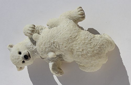6.25 Inch Polar Bears Cubs Playing Decorative Statue Figurine, White #TOP2