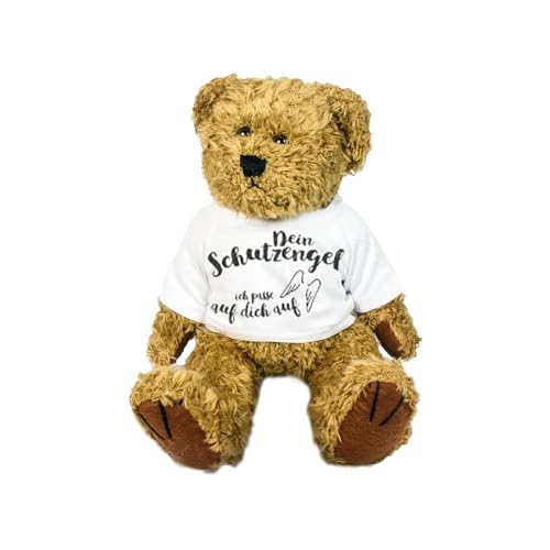Kilala Teddy Kuscheltier B&auml;r, Schutzengel Teddyb&auml;r, Gute Besserung Geschenk, Pl&uuml;schb&auml;r mit Spruch T-Shirt, Flauschiger Trostspender, 21cm Sitzh&ouml;he, Waschbar