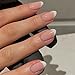 modelones French Tip Press On Nails, Short Oval Fake Nails Press Ons with Nail Glue, Adhesive Tabs, Nail File, Prep Pad, Manicure Stick, 32Pcs 16 Sizes, Nude, Valentines